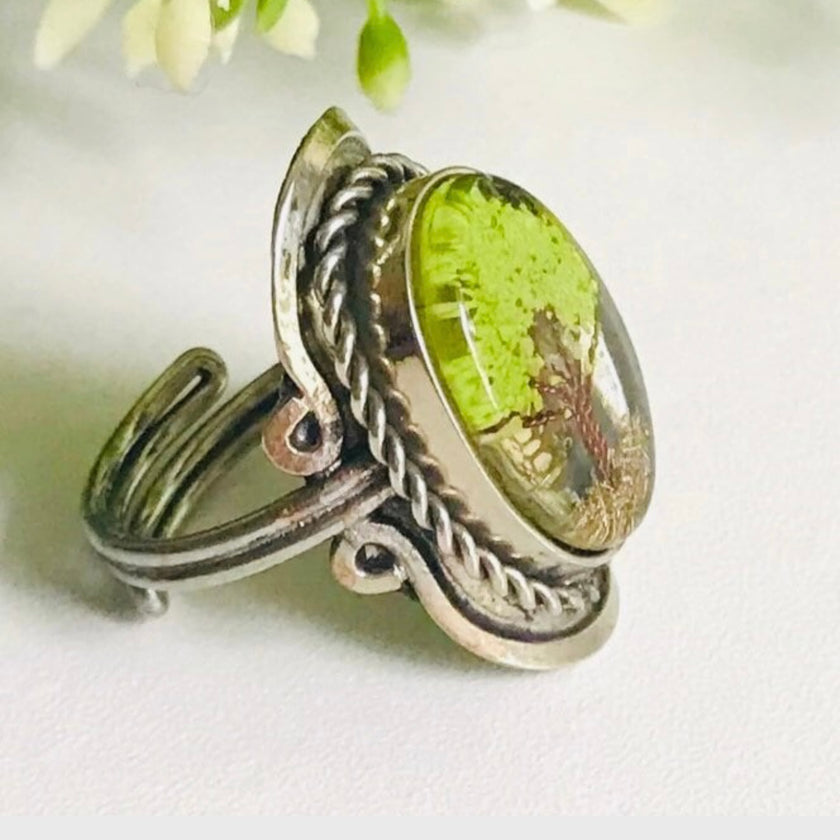 Peruvian Handmade Green Tree Ring